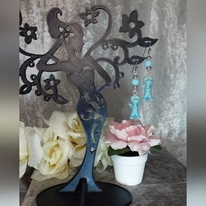 Handmade 3D Printed Tiny Dragon Earrings Silvertone